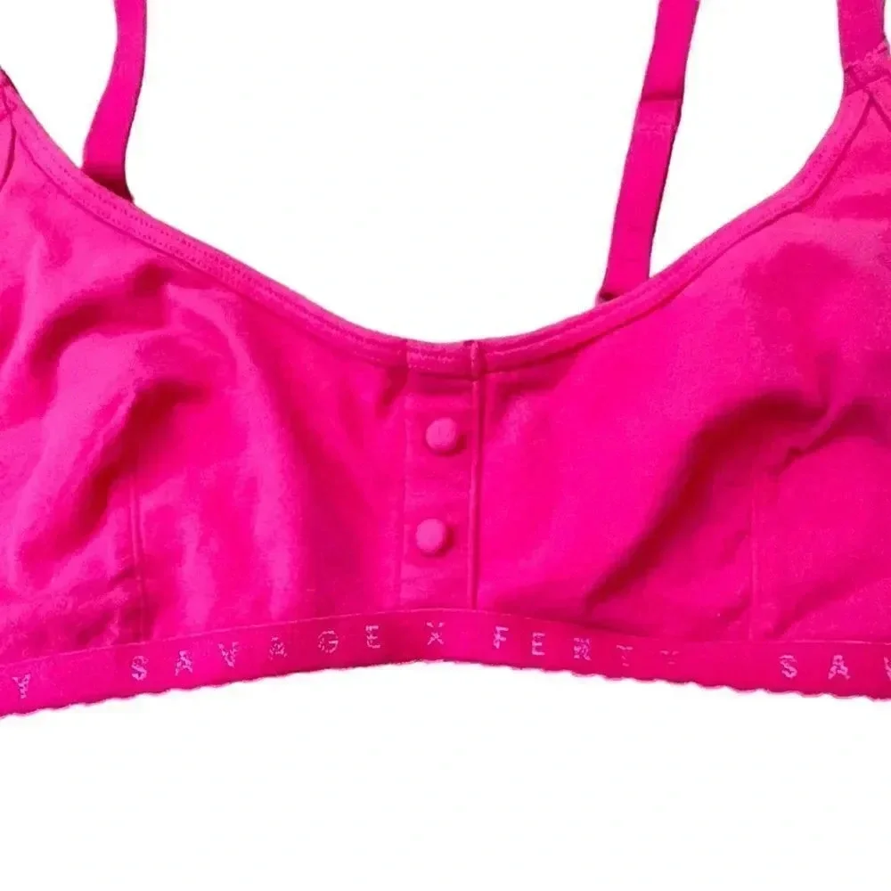 SAVAGE X FENTY COTTON JERSEY BRALETTE PINK SIZE SMALL